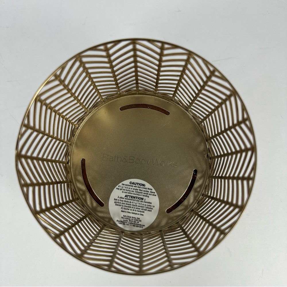 Bath & Body Works Gold Metal Chevron Candle Holder with Wood Base - Picture 4 of 5